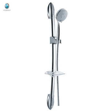 KL-06 china supplier with soap shelf toilet hardware accessory solid copper surface mounted sliding bar shower set